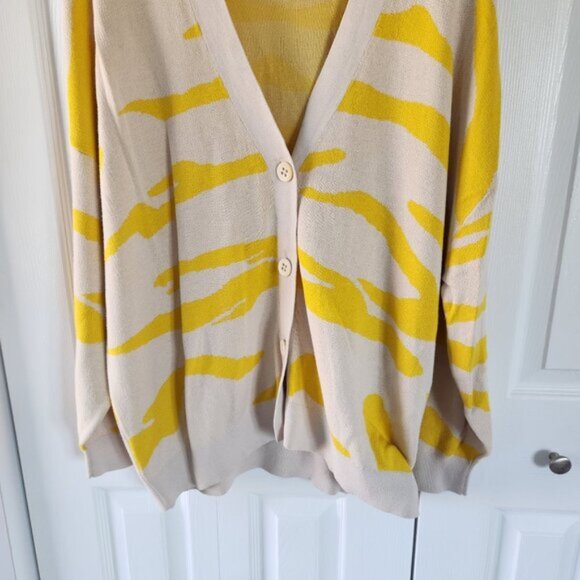Cabi Roar Cardigan Yellow/Ivory Oversized Boyfriend Cardigan #5836 - Picture 8 of 8